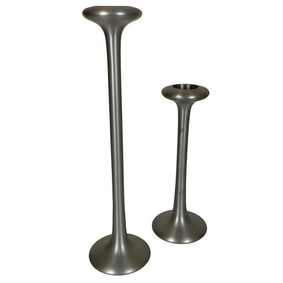 IKEA Kagla Brushed Aluminum 2 Candle Holders Carl Ojerstam Design Sleek Modern - Picture 1 of 6